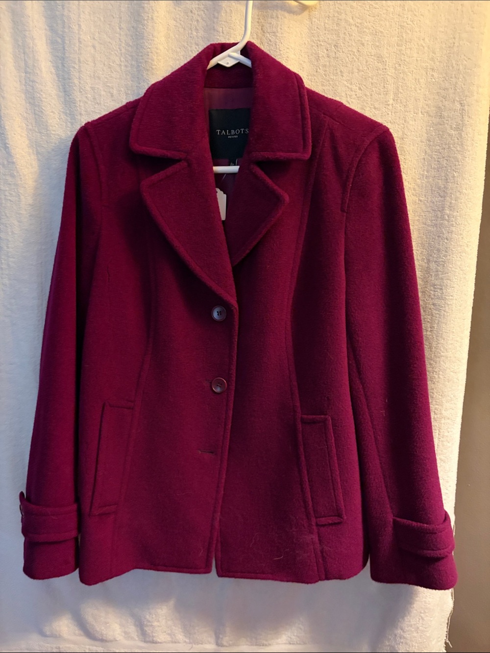 Talbots Deep Burgundy Wool-Blend Peacoat